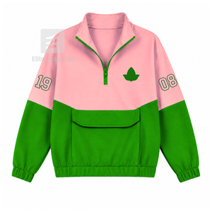 Pull à col zippé personnalisé Alpha Kapa Alpha Sorority, rose et vert, avec logo brodé, décontracté pour femme, vêtements grecs - Product Image 1