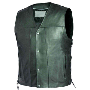 High Quality Genuine <b>Leather</b> Waistcoat Biker <b>Vest</b> Winter Outer Wear Vintage Style Zip Pockets - Product Image 1