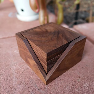 New Style Eco-Friendly Wooden Square Coasters Holder Customized Reusable Coasters Table Display <b>Mats</b> Hotel Home - Product Image 6