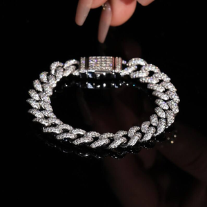 Pulsera de eslabones cubanos de plata con moissanita, pulsera de cadena brillante de lujo, joyería fina para mujeres y hombres, regalo llamativo - Product Image 1