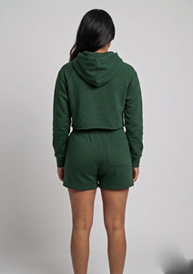 Women Crop Hoodie Shorts Set /Ladies Long Sleeve Crop Winter Jogger Sweat Shorts Set / Women Mid Drawstring Waist Shorts Set - Product Image 2