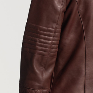 OEM Custom Logo Casual Leather Jacket Streetwear Cropped Zipper Red Jacket Chenille Embroidery Leather <b>Men</b> Jackets - Product Image 6