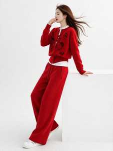 Ensemble de survêtement 2-en-1 pour femme, imprimé color block marron et blanc, col roulé zippé, manches longues, style sportif décontracté, coupe ample et légère - Product Image 4