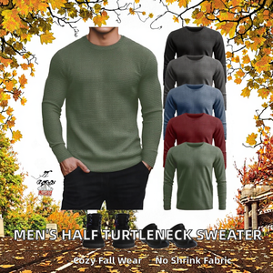 Accessoires de fitness Empire Automne/Hiver Nouveau pull tricoté uni à manches longues anti-plis avec logo frontal pour hommes de style européen et américain - Product Image 2