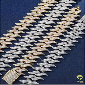 Men Hip Hop Cuban Link <b>Chain</b> <b>Iced</b> <b>Out</b> Miami Style Necklace 925 Sterling Silver with Moissanite Diamond Platinum Plating - Product Image 3