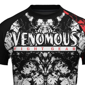 Venomous Fight Gear Rash Guard à manches courtes pour homme, T-shirt de compression à séchage rapide, motif imprimé noir, blanc et rouge - Product Image 5