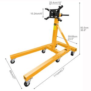 Supporto per Motore di Moto Resistente con Capacità di 900 kg, Rotazione a 360 Gradi e 6 Ruote, Strumento per Riparazione Auto - Product Image 2