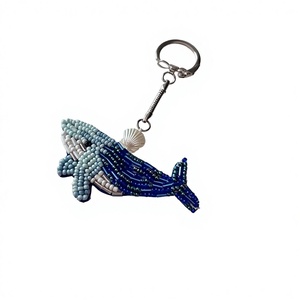 KANT K KK052 Dolphin Beaded Hook Keychain Handmade Ocean Animal <b>Charm</b> Durable Fashion Cute Aesthetic <b>Bag</b> Accessory Gift - Product Image 1