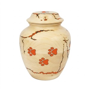 Handcrafted Burning Wooden Pet Cremation <b>Urn</b> For Dog <b>Cat</b> Ashes Resin Paw Print Inlay Memorial Keepsake Burial Supplies - Product Image 1