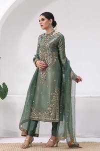 Salwar Kameez Verde Bordado para Mujer, Conjunto de Vestido Tradicional Indio Pakistaní con Dupatta para Fiestas - Product Image 2