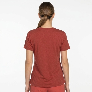 T-shirt rouge à col rond et manches courtes pour femme, 100 % coton jersey, teint uni, coupe décontractée, longueur normale, respirant, anti-UV, idéal pour l'été - Product Image 2