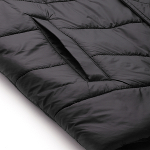 Men's Black Puffer Jacket Stand Collar Button Closure Casual Winter Outerwear Slim Fit Polyester <b>Wadding</b> Regular Length - Product Image 5