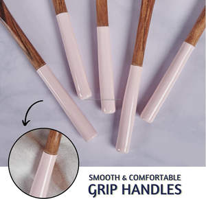 ชุดอุปกรณ์ทำอาหารทำจากไม้หรือเครื่องครัวไม้กันติดสำหรับของจำเป็นสำหรับห้องครัวชุดอุปกรณ์ไม้สีชมพูบลัช - Product Image 2