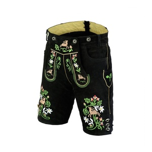 Shorts bavarois traditionnels brodés en cuir véritable pour homme, coupe classique, respirants et uniques - Product Image 5