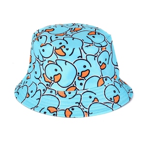 Chapeau Bob d'été pour l'extérieur, personnalisable avec logo, disponible en stock, chapeau de jardinage, vente en gros, chapeau de soleil double face avec motif de canard de dessin animé mignon - Product Image 5