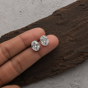 Pendientes de Lujo con Moissanita de Corte Ovalado, Plata de Ley 925, Clásicos, Solitarios de 4 Puntas, Engaste de Garra Plateado para Boda - Product Image 4