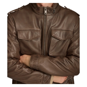 Avirex Men's Cow Skin Leather Eco-Friendly <b>Reversible</b> Breathable Bomber <b>Jacket</b> Waterproof Windproof Vintage Style Single Button - Product Image 6