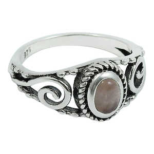 Anillo de Plata de Ley 925, Estilo Vintage, Hecho a Mano, Oxidado, con Cuarzo Rosa de Corte Ovalado, Hermoso Anillo de Estilo Bohemio - Product Image 1