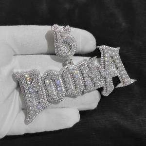 Mens Lab Grown Diamond 925 Silver <b>Custom</b> <b>Name</b> Pendant Iced Out Gothic Letter Statement <b>Necklace</b> Luxury Fashion Jewellery Premium - Product Image 3