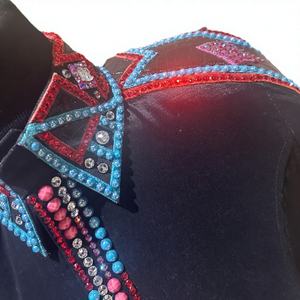Rétro personnalisé Western Pleasure chemise de spectacle noire pour les femmes personnalisé rodéo reine équitation porter rétro Rail chemise - Product Image 5