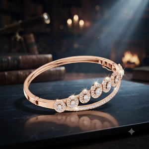 Luxury Rose Gold Lab Grown Diamond Oval Halo <b>Bangle</b> <b>Bracelet</b> for Women Pavé Diamond Fine Jewelry - Product Image 1