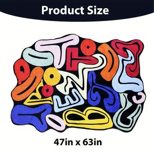 Tappeto per Bambini e Neonati con Design a Lettere Colorate e Forma Intrecciata, in Velluto Spesso e Morbido, con Motivi Astratti Blu, Verdi, Rossi, Gialli e Altri - Product Image 3