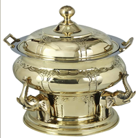 Recipiente para Calentar Comida de Lujo, Estilo Antiguo, en Latón Dorado, con Inserto de Acero Inoxidable, Capacidad de 6L, Acabado Espejo de Alto Brillo, Superventas
