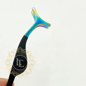 Applicateur d'extension de cils professionnel Rainbow Point Dull Black Powder Coating Peigne sur le fond de la pince à épiler Logo personnalisé de qualité supérieure - Product Image 2