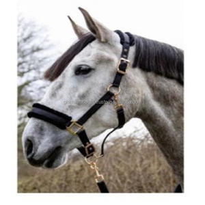 Custom Designer Handmade Factory Soft Fleece <b>Padding</b> Mink Black 100% Nylon Horse Halter Wholesale with Anti Rust Hardware - Product Image 5