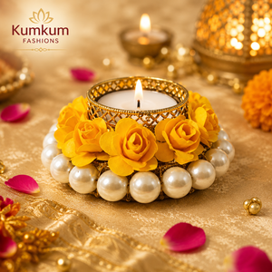 Portavelas de Metal Multicolor con Diseño Floral Tradicional Hecho a Mano en India, Regalo para Navidad, Diwali, Festivales, Regalo Corporativo, Regalo de Boda - Product Image 1