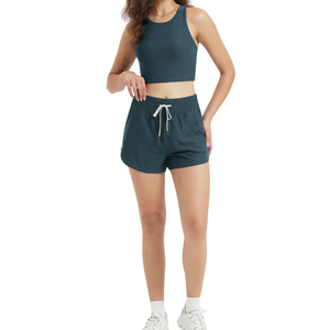 Ensemble deux pièces décontracté pour femme : crop top en coton coupe classique et short au-dessus du genou, nouveau design, écologique et respirant, vente en gros - Product Image 3