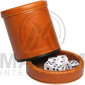 Handmade Embossed Custom Color Logo Durable Eco-Friendly High Quality Piece Leather <b>Dice</b> Cup & Shaker - Product Image 3