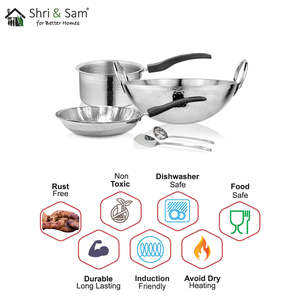 Imperial Hammered 5 PCS <b>Cookware</b> <b>Set</b> Stainless Steel - Product Image 2