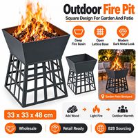 Perapian Logam Persegi Grosir untuk Luar Ruangan, Bak Api Kayu Bakar untuk Taman dan Teras, Keranjang Api Logam Kustom OEM ODM