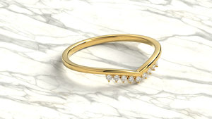 Luxury 18K Gold Curved Diamond <b>Ring</b> Band Round Diamonds <b>Ring</b> Band <b>Stacking</b> Band Promise <b>Ring</b> Anniversary Jewelry For Women - Product Image 3
