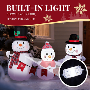 Decorazione Natalizia Gonfiabile Illuminata da 1,9 m, Famiglia di Pupazzi di Neve in PVC, Divertenti Decorazioni da Giardino con Luci Integrate - Product Image 4