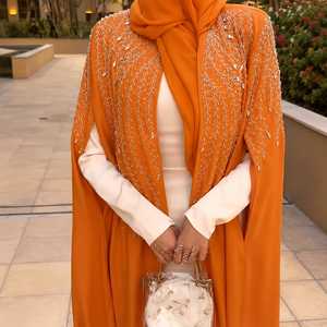 Embellished Hooded Long Sleeve <b>Loose</b> Fit Modest Abaya Cape Style Muslim Maxi <b>Dress</b> Elegant Islamic Kaftan Dubai Style Farasha - Product Image 1