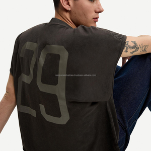 Camisetas de algodón de gran tamaño Heavyweight 280 Gsm Boxy Fit camisetas con logotipo personalizado Streetwear camisetas para hombres - Product Image 5