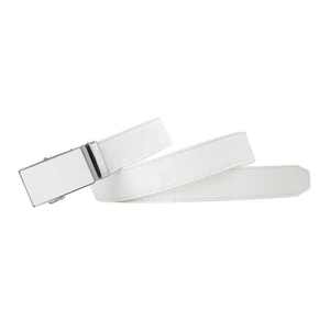 Cinturón Formal de Cuero Genuino Blanco con Hebilla Rectangular Plateada, Cierre Automático de Piel de Vaca Sólida - Product Image 3