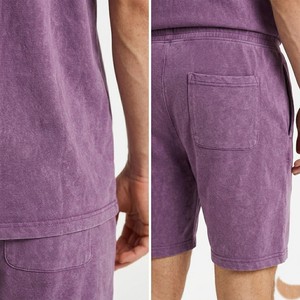 Ensemble Coordonné d'Été Violet Délavé Vintage Meyba Sports pour Hommes : T-shirt en Coton Premium Coupe Décontractée et Short Confortable - Product Image 6