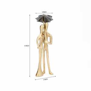 Lady Men in umbrella Gold Plated Couple Sculpture With Umbrella Contemporary Artistic Tabletop Decor Handmade Love Theme <b>Figure</b> - Product Image 4