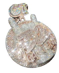 Colgante Personalizado con Inicial y Número 32, Estilo Hip Hop, con Moissanita VVS Tallada en Forma de Garra, para Fiesta, India - Product Image 2