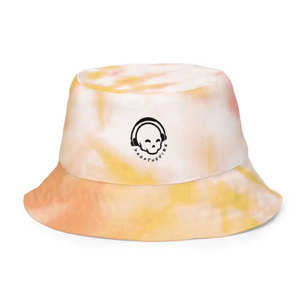 Sombrero de Pescador Amarillo con Estampado Tie-Dye, Diseño de Fantasma de Dibujos Animados y Caracteres Chinos, Unisex, Casual, Primavera-Verano, Estilo Lona de Poliéster - Product Image 2