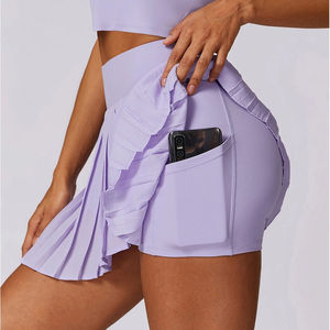 Jupe de tennis plissée courte taille naturelle respirante et anti-plis pour femme avec poches, idéale pour l'entraînement, le golf et le pickleball - Product Image 1