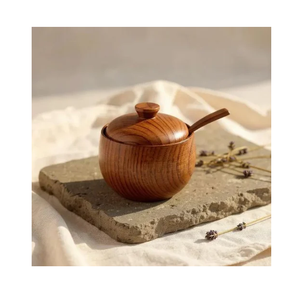 Wholesale Supplier Wood Sugar Bowl Classic Wooden Sugar Pot and <b>Spice</b> Pot Multipurpose Storage <b>Jar</b> - Product Image 1