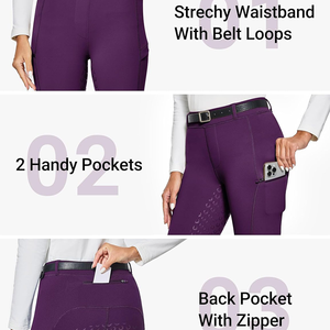 Pantalones de equitación para mujer y niños con parche en la rodilla y ventilación para entrenamiento y equitación. - Product Image 4