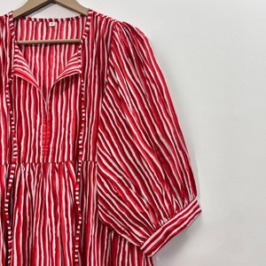 Vestido Casual Midi para Mujer, Tejido 100% Algodón, Liso, Manga Corta, Cintura Imperio, Estilo Babydoll, Cuello en V, Holgado, Funcional - Product Image 4