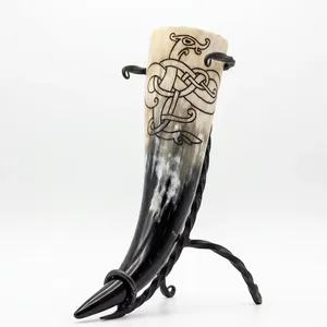 Handmade <b>Buffalo</b> <b>Horn</b> Drinking <b>Horn</b> with Knot Design Natural Shape Polished Animal Style Collectible Art Decor - Product Image 4