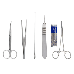 Kit de 5 instruments chirurgicaux pour débridement des plaies, set de podologie, lames de scalpel en acier inoxydable réutilisables et autoclavables - Product Image 1