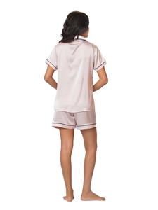 Women's Thermal Satin Pama Set Contrast Piping Notch Collar Button Short <b>Sleeve</b> & <b>Long</b> Pant Short Pant Summer-Made Bangladesh - Product Image 2